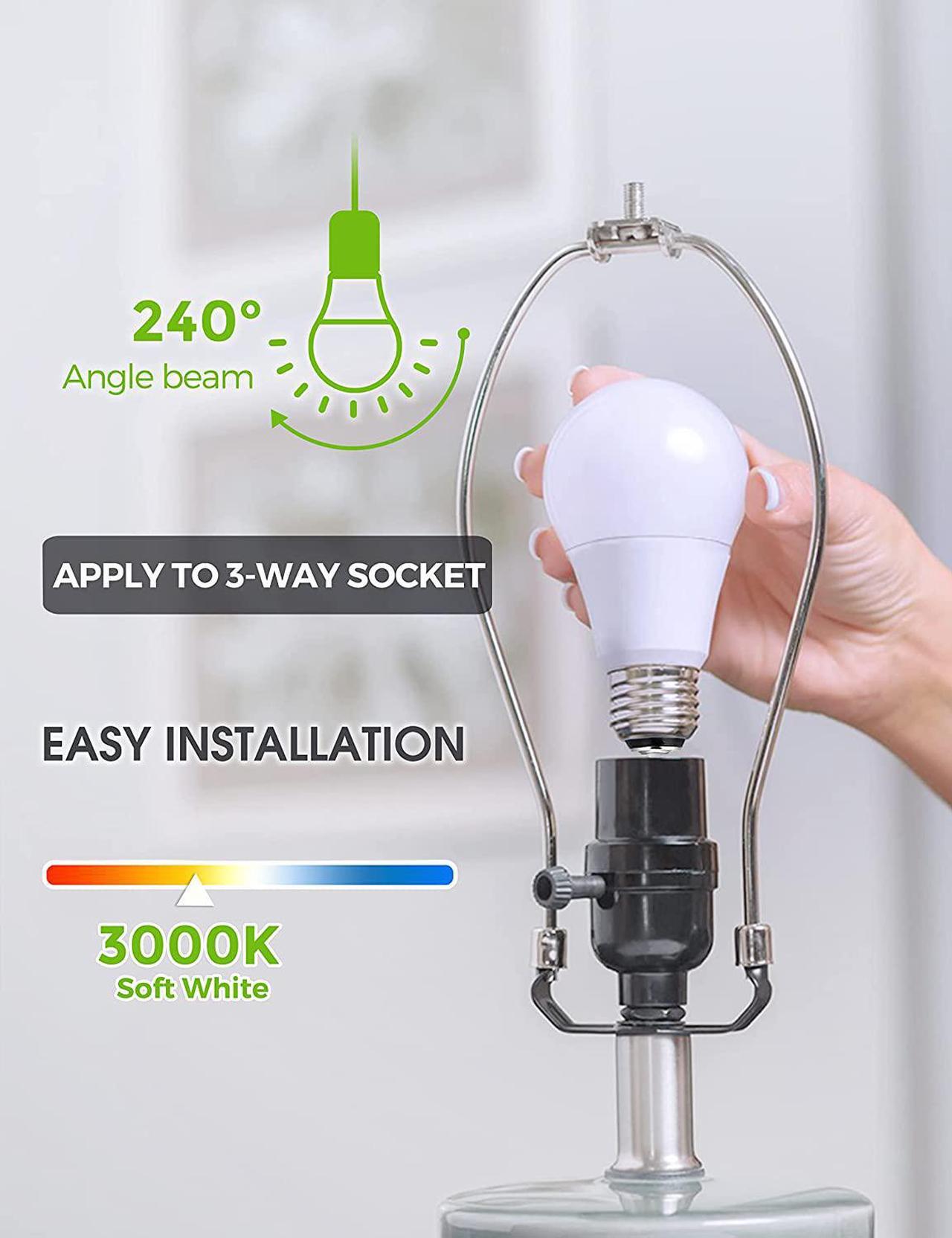 Alt view image 5 of 7 - LED 3-Way A21 Light Bulbs, Bedside Lamp Bulbs, Energy Star & UL-Listed,  50/100/150W Equivalent, Dimmable E27 Base LED Light Bulb for Floor Lamp, Table Lamp, Desk Lamps, Pack of 2 6000K
