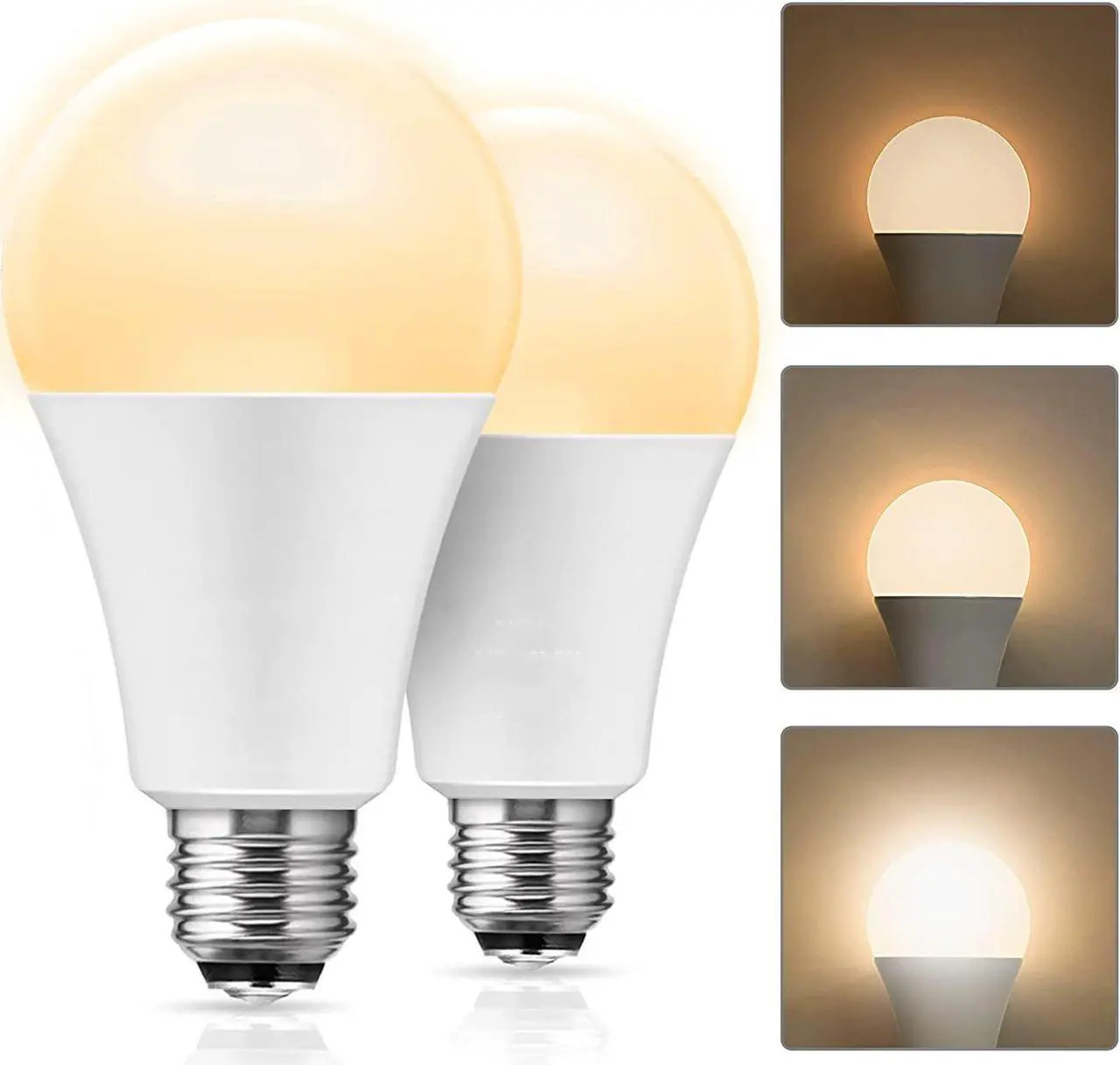 Main image of LED 3-Way A21 Light Bulbs, Bedside Lamp Bulbs, Energy Star & UL-Listed, 3000K Soft White,  50/100/150W Equivalent, Dimmable E27 Base LED Light Bulb for Floor Lamp, Table Lamp, Desk Lamps, Pack of 2