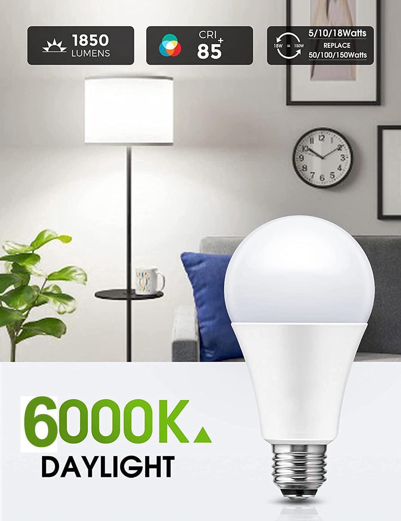 Alt view image 2 of 7 - LED 3-Way A21 Light Bulbs, Bedside Lamp Bulbs, Energy Star & UL-Listed,  50/100/150W Equivalent, Dimmable E27 Base LED Light Bulb for Floor Lamp, Table Lamp, Desk Lamps, Pack of 2 6000K