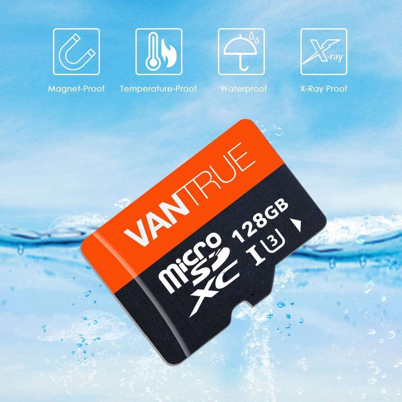 Alt view image 4 of 7 - Vantrue 128GB U3 V30 Class 10 MicroSDXC UHS-I 4K UHD Video Monitoring Memory Card with Adapter for Dash Cams, Body Cams, Action Camera, Other Surveillance & Security Cams