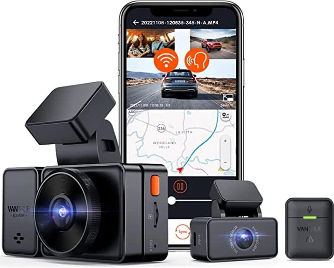 Vantrue E3G 2.7K 3 Channel WiFi Dash Cam, 1944P+1080P+1080P Front and Rear Inside 3 Way Car Camera with GPS, Voice Control, IR Night Vision, Wireless Controller, 24 Hrs Parking Mode, Support 512GB Max