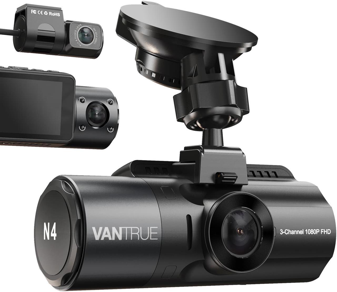 Vantrue N4-G Dual Dash Cam 3 Channel 1440P Front & 1080P Inside & 1080P Rear Triple Dash Camera with Infrared Night Vision, Super Capacitor, 24 Hours Parking Mode, Motion Detection, Support 256GB Max