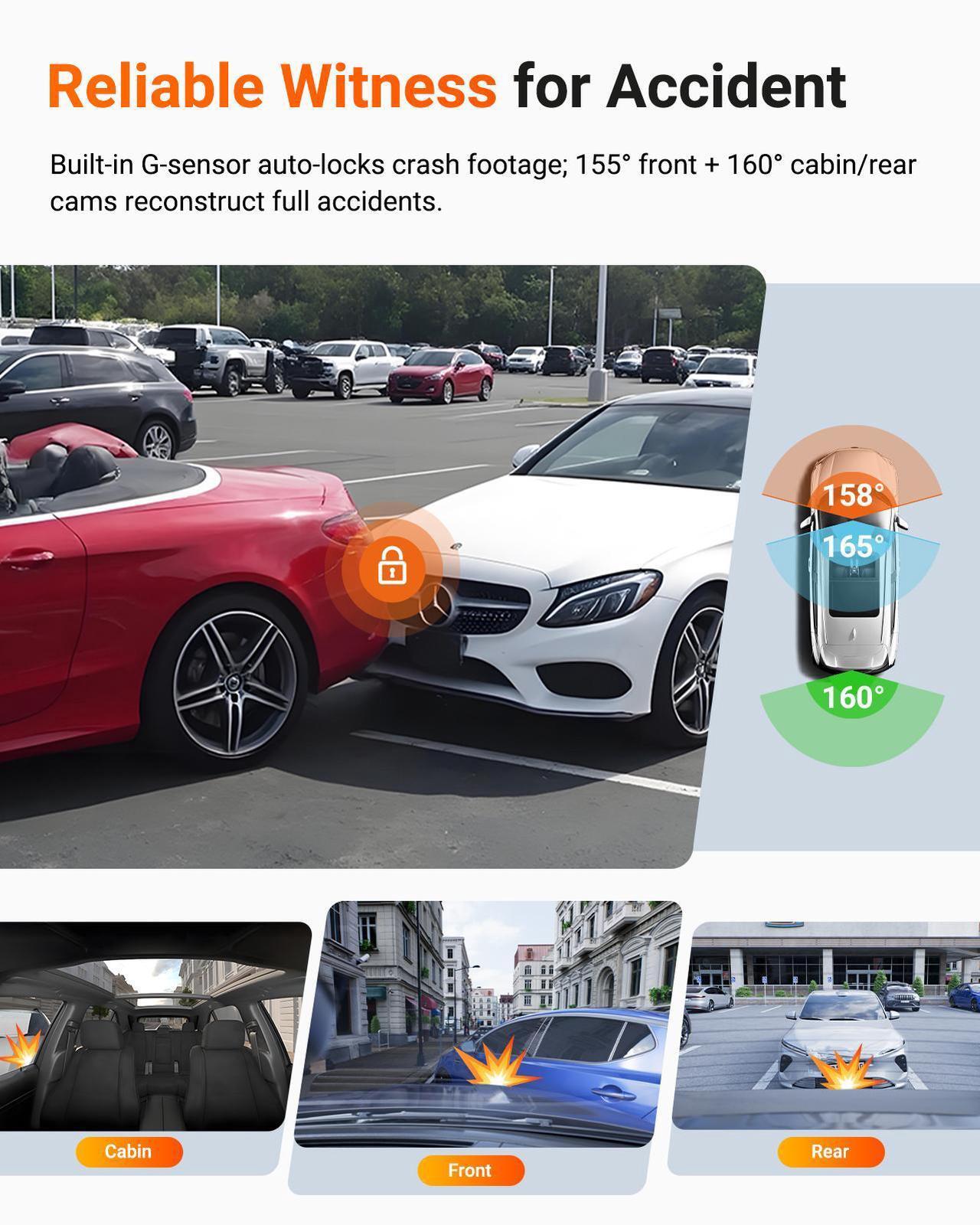 Alt view image 6 of 7 - Vantrue N4 Pro S 4K 3 Channel Dash Cam, STARVIS 2 IMX678 x PlatePix x HDR Night Vision, 4K+1080P+1440P Front Inside and Rear Dash Camera, IP67 Waterproof Rear Camera, 24H Parking Mode, Support 1TB