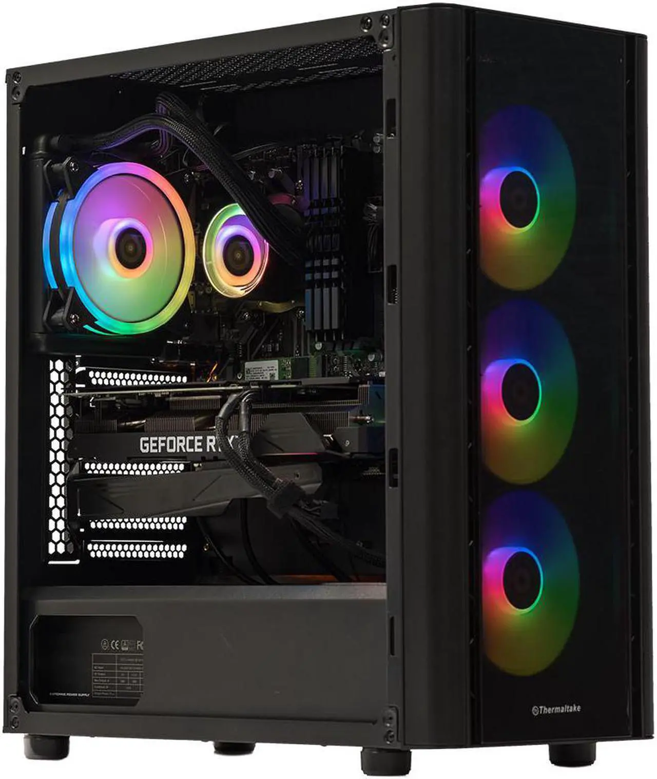 Alt view image 4 of 7 - Velztorm Archux CTO Gaming Desktop PC Black (AMD Ryzen 7-5700X 8-Core, 64GB RAM, 4TB SATA SSD, GeForce RTX 3090 24GB, 120mm AIO, RGB Fans, 750W PSU, Win 10 Pro) VELZ0001