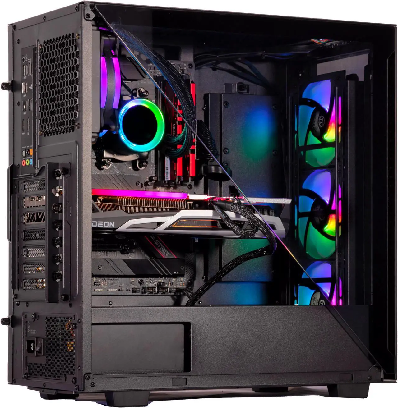 Alt view image 3 of 7 - Velztorm Black Gladio Custom Built Gaming PC (AMD Ryzen 9 5900X, 16GB RAM, 2TB PCIe SSD + 6TB HDD (3.5), Radeon RX 6900 XT, Wifi, 1xUSB 3.2, 4xUSB 3.1, 2xUSB 3.0, 1xHDMI, Win 10 Home)