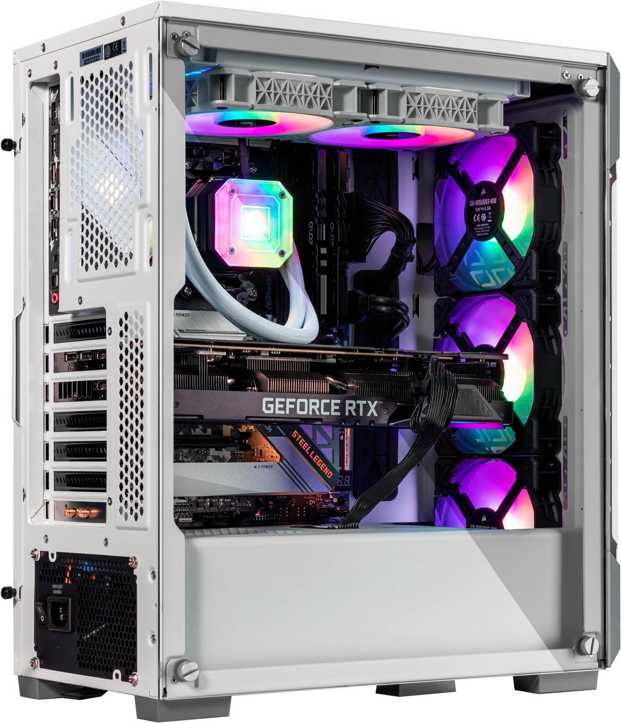 Alt view image 4 of 7 - Velztorm White Ferrux CTO Gaming Desktop Liquid-Cooled (AMD Ryzen 9-5900X 12-Core, GeForce GTX 1050 Ti 4GB, 32GB DDR4, 1TB PCIe SSD + 3TB  HDD, RGB Fans, 750W PSU, Wi-Fi 4, Win 10 Home)