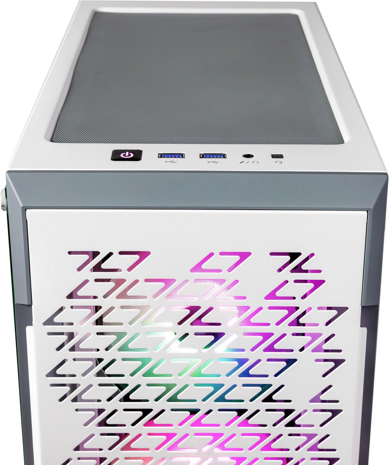 Alt view image 7 of 7 - Velztorm White Ferrux CTO Gaming Desktop Liquid-Cooled (AMD Ryzen 9-5900X 12-Core, GeForce GTX 1050 Ti 4GB, 32GB DDR4, 1TB PCIe SSD + 3TB  HDD, RGB Fans, 750W PSU, Wi-Fi 4, Win 10 Home)