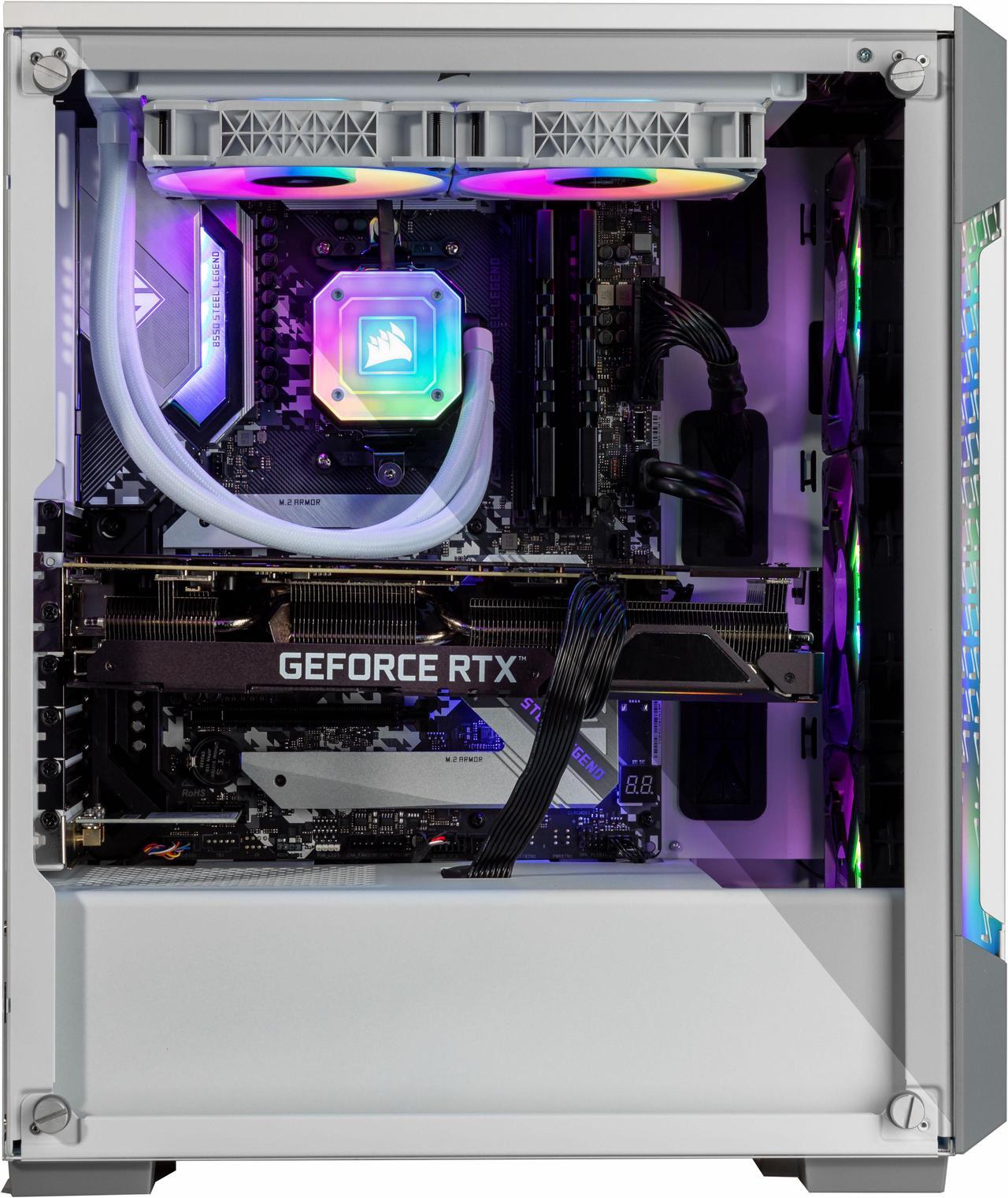 Alt view image 3 of 7 - Velztorm White Ferrux CTO Gaming Desktop Liquid-Cooled (AMD Ryzen 9-5900X 12-Core, GeForce GTX 1050 Ti 4GB, 32GB DDR4, 1TB PCIe SSD + 3TB  HDD, RGB Fans, 750W PSU, Wi-Fi 4, Win 10 Home)
