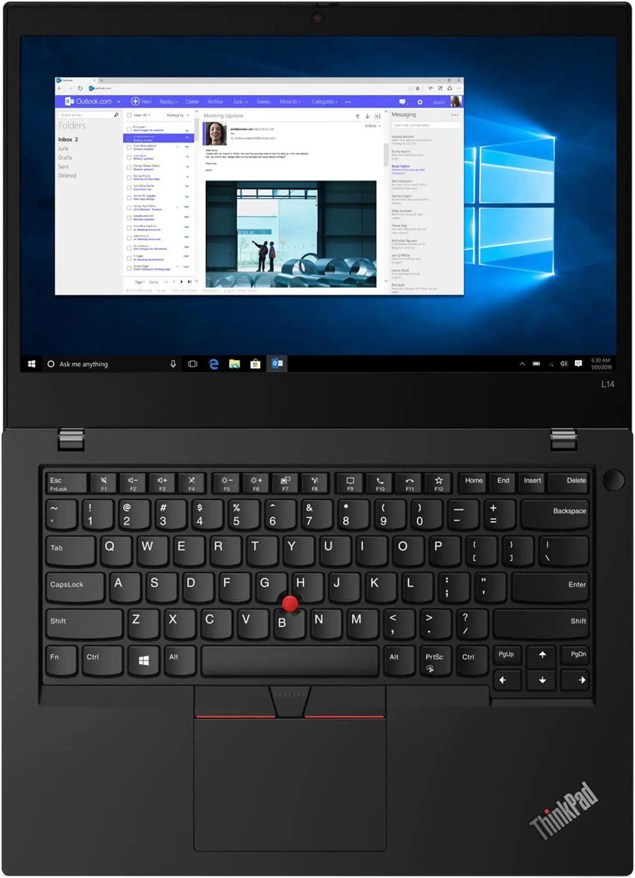 Alt view image 4 of 7 - Lenovo ThinkPad L14 Gen 2 Home & Business Laptop (Intel i5-1135G7 4-Core, 14.0" 60Hz Full HD (1920x1080), Intel Iris Xe, 32GB RAM, 1TB PCIe SSD, Wifi, USB 3.2, HDMI, Webcam, Bluetooth, Win 10 Pro)