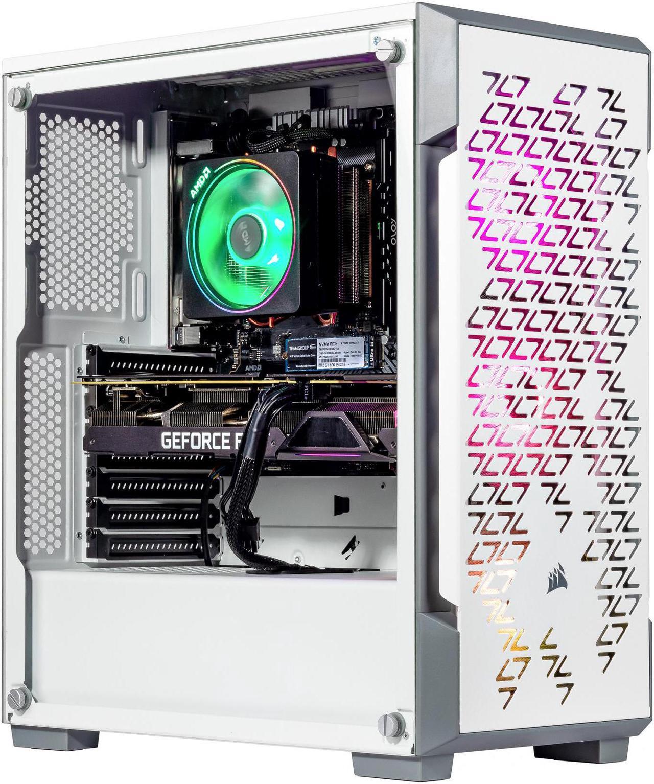 Main image of Velztorm White Fultix Custom Built Gaming Desktop PC (AMD Ryzen 5-5500, GeForce GTX 1660 Super, 64GB DDR4, 1TB PCIe SSD, RGB Fans, 750W PSU, WiFi 5, Bluetooth 4.2, RJ-45, HDMI, Win 10 Pro)