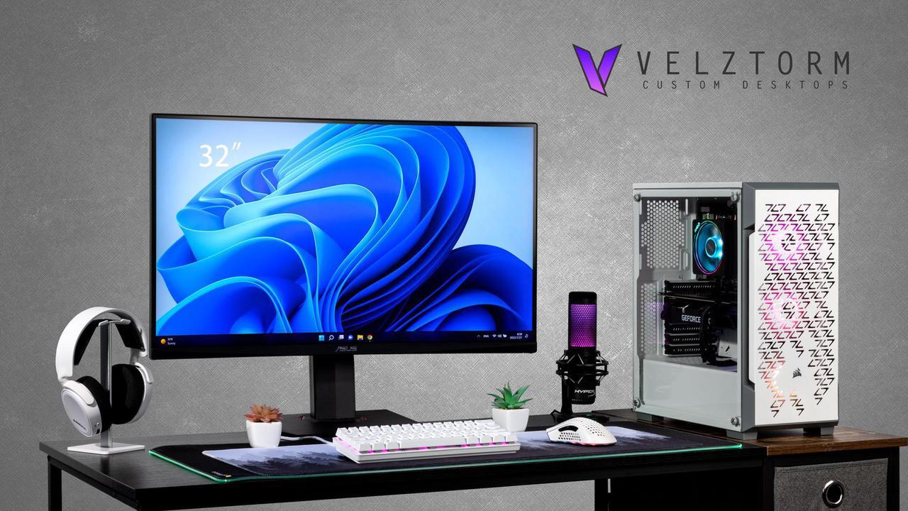 Alt view image 2 of 7 - Velztorm White Fultix Custom Built Gaming Desktop PC (AMD Ryzen 5-5500, GeForce GTX 1660 Super, 64GB DDR4, 1TB PCIe SSD, RGB Fans, 750W PSU, WiFi 5, Bluetooth 4.2, RJ-45, HDMI, Win 10 Pro)