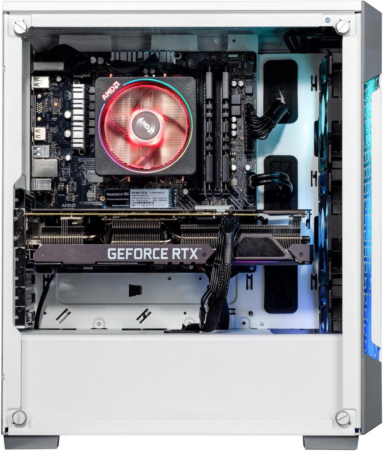 Alt view image 3 of 7 - Velztorm White Fultix Custom Built Gaming Desktop PC (AMD Ryzen 5-5500, GeForce GTX 1660 Super, 64GB DDR4, 1TB PCIe SSD, RGB Fans, 750W PSU, WiFi 5, Bluetooth 4.2, RJ-45, HDMI, Win 10 Pro)