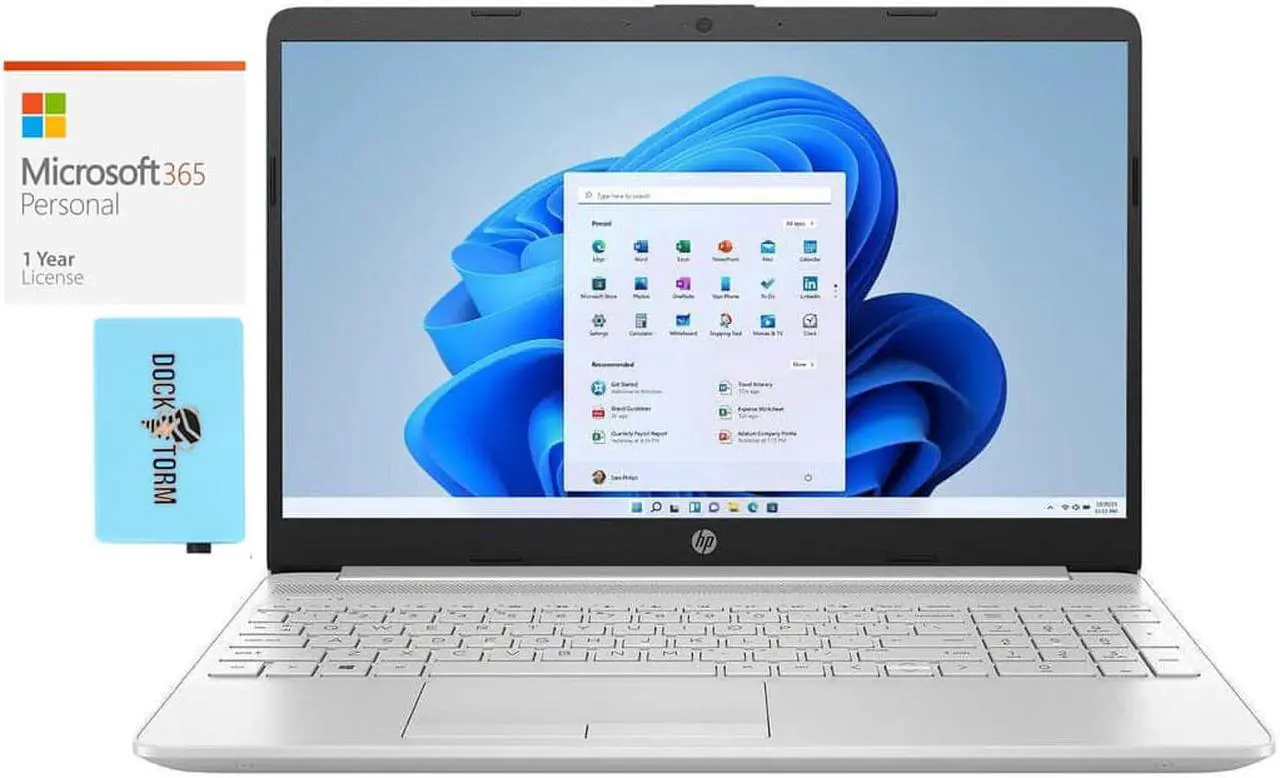 Main image of HP 15-dw3035cl Home & Business Laptop (Intel i5-1135G7 4-Core, 15.6" 60Hz Touch HD (1366x768), Intel Iris Xe, 64GB RAM, 512GB  SATA SSD, Backlit KB, Win 11 Home) with Microsoft 365 Personal , Hub