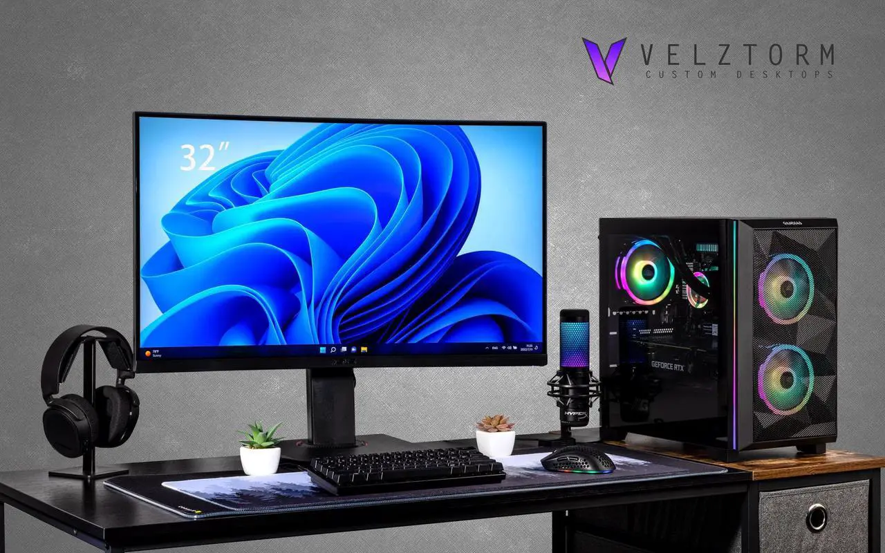 Alt view image 2 of 7 - Velztorm Mini Pilum Custom Built Gaming Desktop PC (AMD Ryzen 7 5700X, GeForce RTX 5060, 32GB DDR4, 1TB PCIe SSD + 2TB HDD, 120mm AIO, 750W PSU, WiFi 4, RJ-45, HDMI, Win 11 Home)
