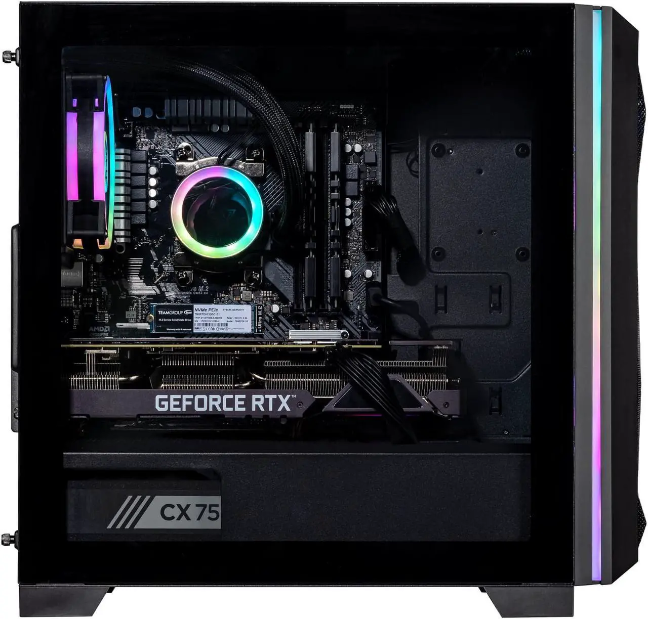Alt view image 3 of 7 - Velztorm Mini Pilum Custom Built Gaming Desktop PC (AMD Ryzen 7 5700X, GeForce RTX 5060, 32GB DDR4, 1TB PCIe SSD + 2TB HDD, 120mm AIO, 750W PSU, WiFi 4, RJ-45, HDMI, Win 11 Home)