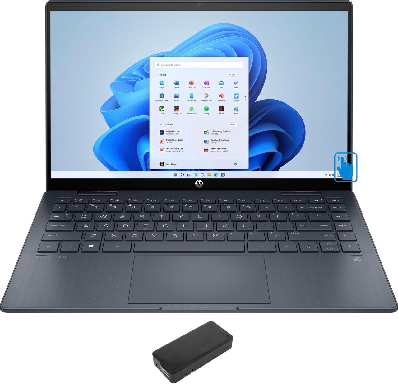Main image of HP Pavilion 14-ek0013dx Home & Business 2-in-1 Laptop (Intel i3-1215U 6-Core, 14.0" 60Hz Touch Full HD (1920x1080), Intel UHD, 8GB RAM, 1TB PCIe SSD, Wifi, Win 11 Home S-Mode) with DV4K Dock