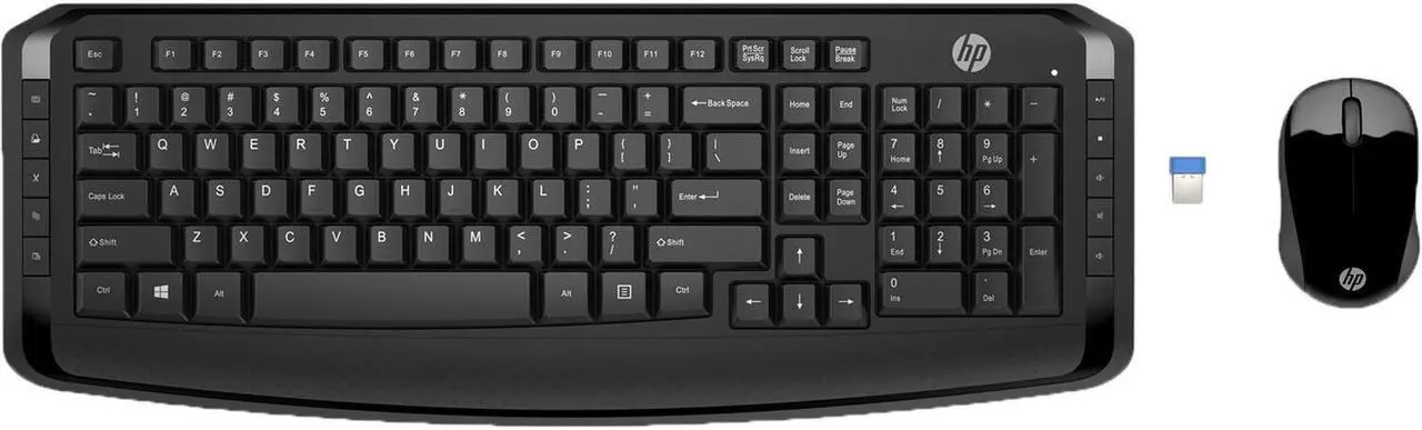 Main image of HP 300 Wireless Keyboard and Mouse 3ML04AA#ABL, 2.4 GHz Wireless Connection, Single USB Nano Receiver, Ultra-Precise Mouse, Ideal for Office Work, Black (2023 Latest Model)