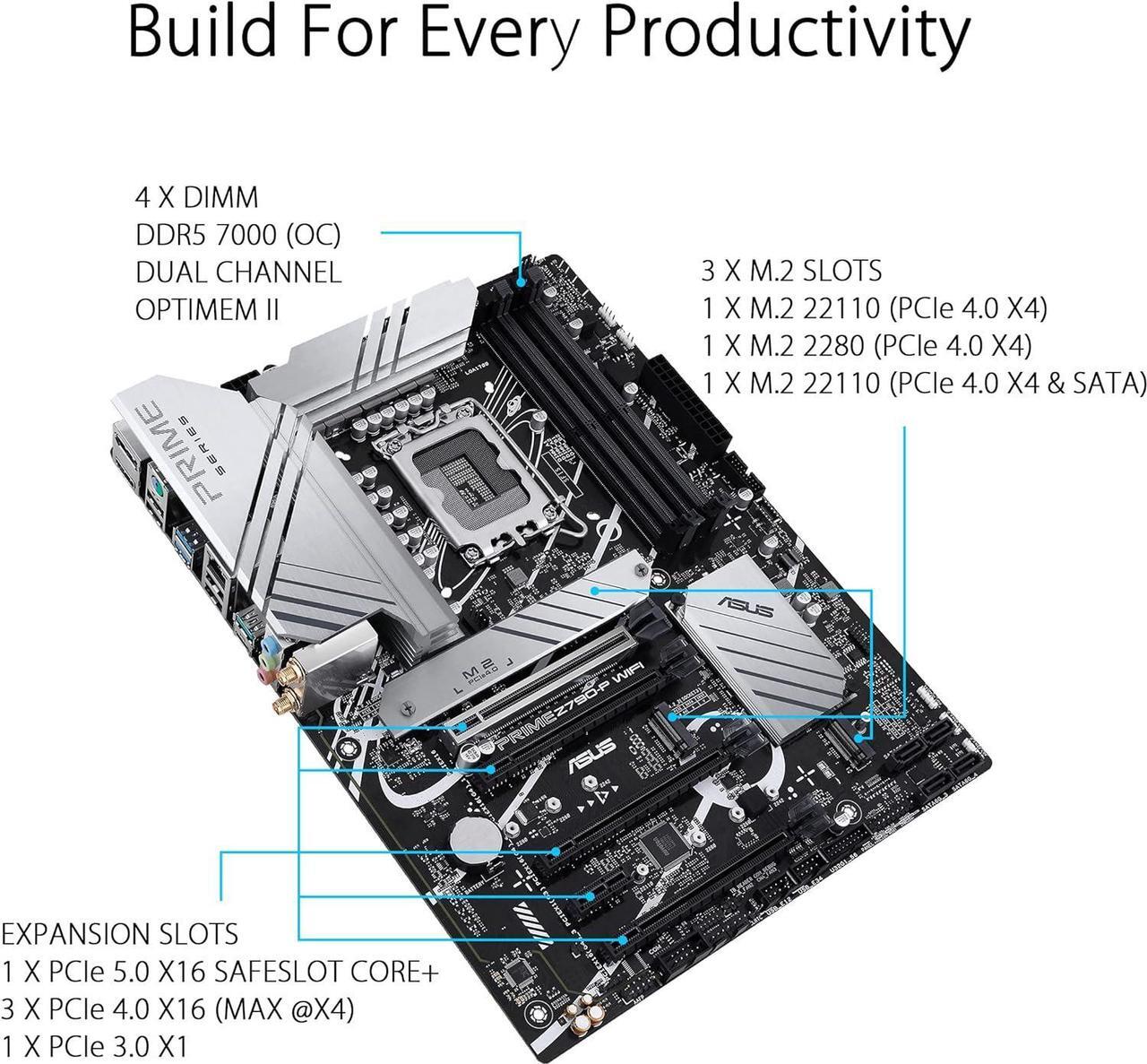 Alt view image 4 of 7 - ASUS Prime Z790-P WiFi LGA 1700 (Intel 12th, 13th & 14th Gen) ATX Motherboard, Bundle with Intel Core i9-12900K 12th Gen Alder Lake 16-Core LGA 1700 (Box) Processor