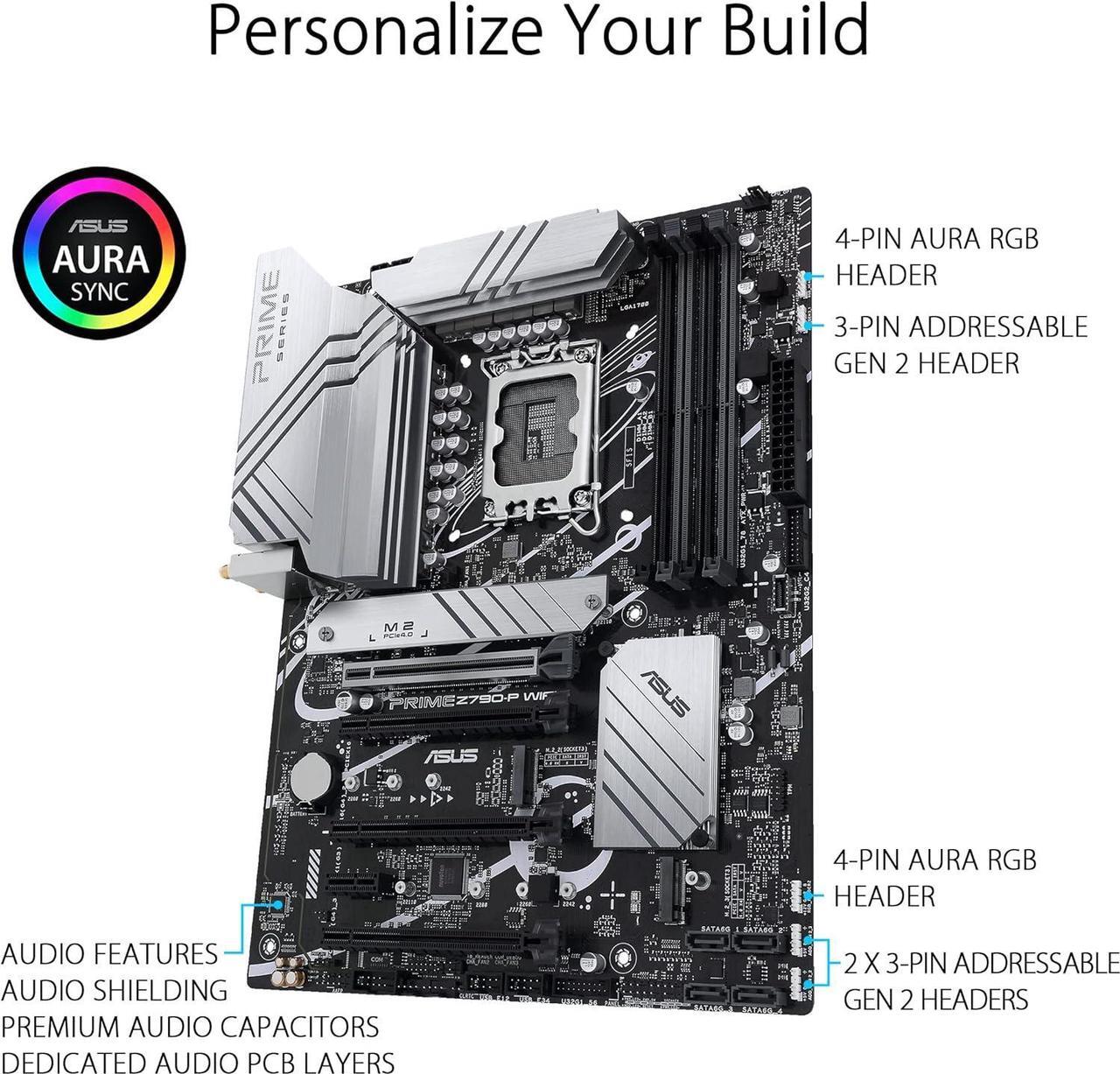 Alt view image 5 of 7 - ASUS Prime Z790-P WiFi LGA 1700 (Intel 12th, 13th & 14th Gen) ATX Motherboard, Bundle with Intel Core i9-12900K 12th Gen Alder Lake 16-Core LGA 1700 (Box) Processor