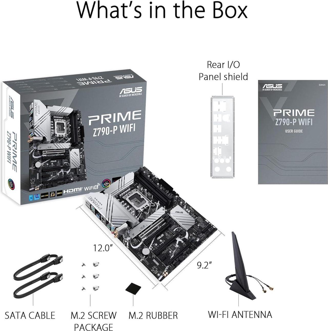 Alt view image 7 of 7 - ASUS Prime Z790-P WiFi LGA 1700 (Intel 12th, 13th & 14th Gen) ATX Motherboard, Bundle with Intel Core i9-12900K 12th Gen Alder Lake 16-Core LGA 1700 (Box) Processor
