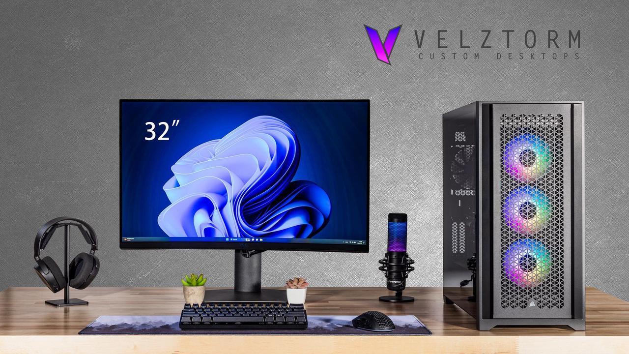 Alt view image 2 of 7 - Velztorm Aciex 14th Gen AI Airflow Gaming PC (Intel i9-14900K 24-Core, 64GB DDR5 RAM, 2x2TB PCIe SSD (4TB), GeForce RTX 3050, 360mm AIO, 1000W PSU, WiFi6, BT5.2, Win 10 Home) VELZ0031