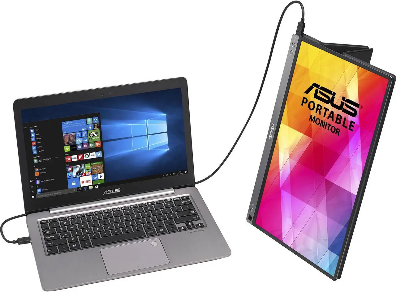Alt view image 2 of 7 - ASUS ZenScreen MB16AC 16" Portable Monitor, IPS FHD (1920x1080), Anti-Glare Screen, 60Hz Refresh Rate, 5 ms Response Time, Low Blue Light, Ideal for Home & Business Use, Black (2024 Latest Model)