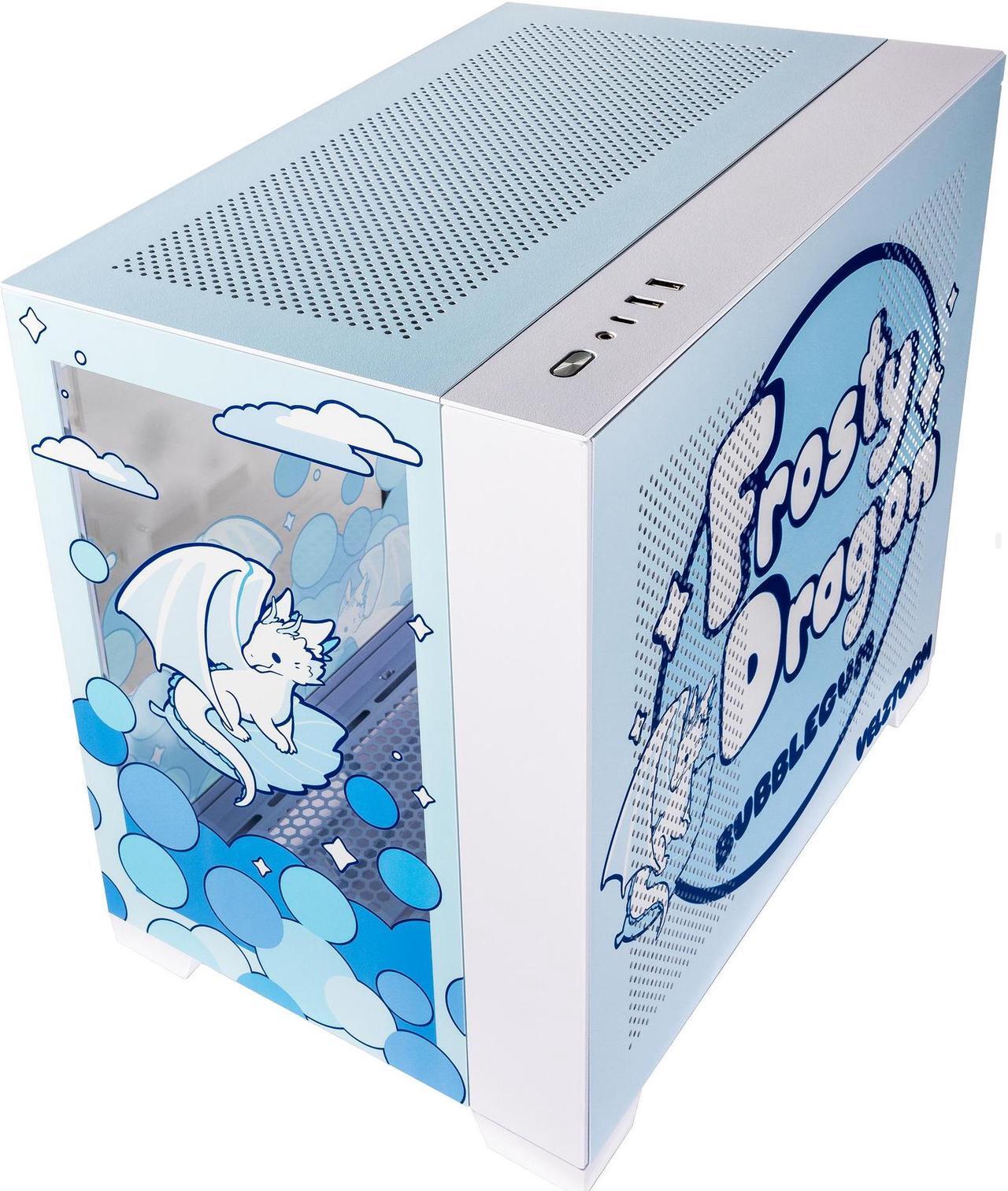 Alt view image 3 of 4 - Velztorm Frosty Dragon Custom Art Aluminum Tempered Glass O11 Dynamic Mini Blue Gaming Computer Case, Supports Mini-ITX, Micro-ATX, and ATX Motherboard Sizes, O11D Mini-S