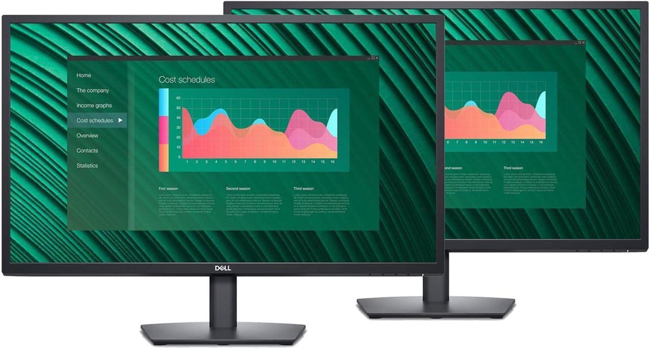 Main image of Dell 27" FHD VA (1920x1080) VESA Mount (100x100mm) Monitor, 60Hz Refresh Rate, DisplayPort, VGA, Anti-Glare Display, LED Backlight, Ideal for Home & Business, Black (2024 Latest Model) (2 Pack)