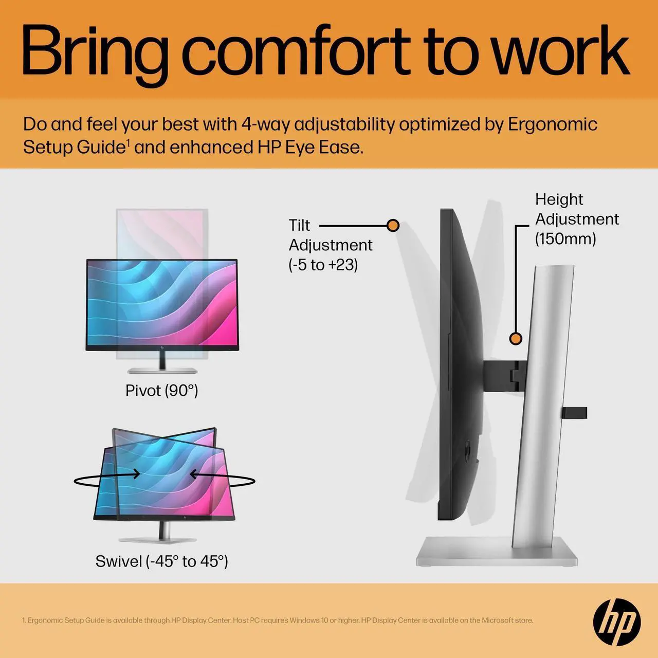Alt view image 7 of 7 - HP E24 G5 Anti-glare Monitor 6N6E9AA#ABA w/Docztorm Dock, 24" FHD IPS (1920x1080) Display, VESA Mount (100x100mm), HDMI, USB ports, Ideal for Home & Business, Black/Silver (2024 Latest Model) (2 Pack)
