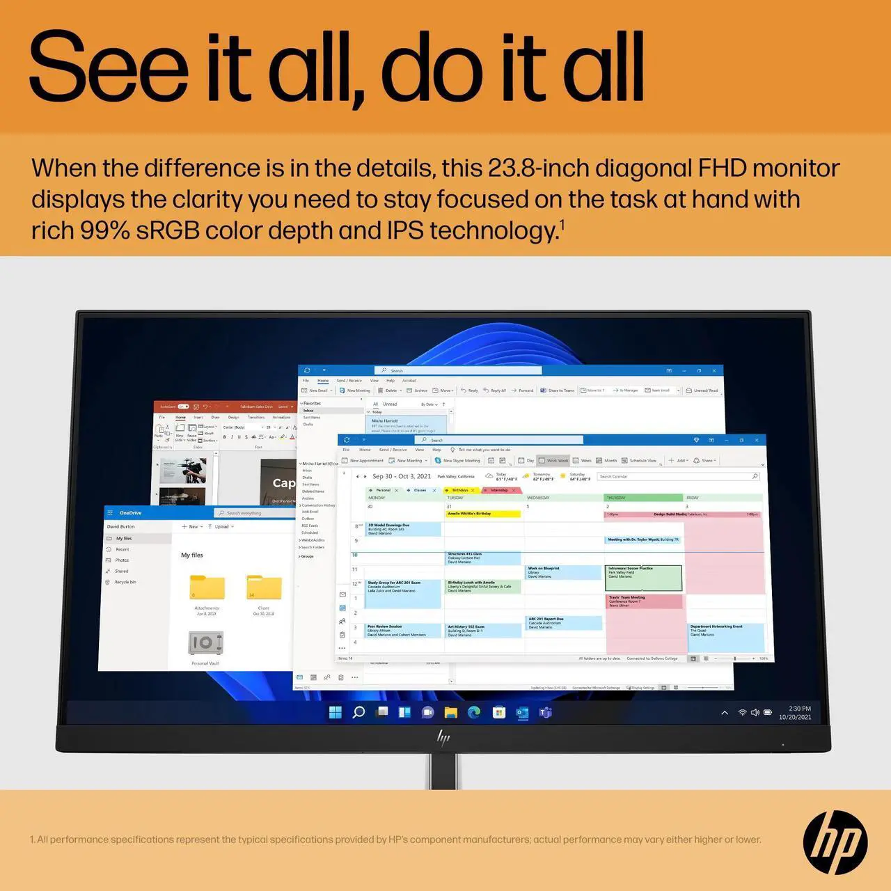 Alt view image 4 of 7 - HP E24 G5 Anti-glare Monitor 6N6E9AA#ABA w/Docztorm Dock, 24" FHD IPS (1920x1080) Display, VESA Mount (100x100mm), HDMI, USB ports, Ideal for Home & Business, Black/Silver (2024 Latest Model) (2 Pack)