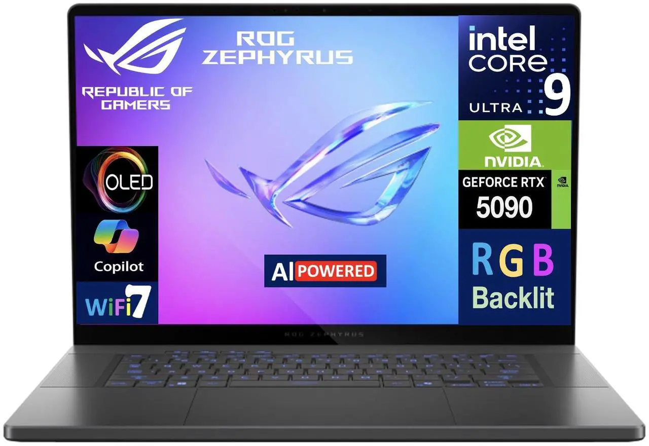 Alt view image 7 of 7 - ASUS ROG Zephyrus G16 AI Gaming Laptop 16.0" 240Hz OLED WQXGA Display (Intel Ultra 9-285H, GeForce RTX 5090 24GB, 64GB LPDDR5X, 2TB SSD, RGB KB, Thunderbolt 4, WiFi 7, Webcam, Win 11 Pro)