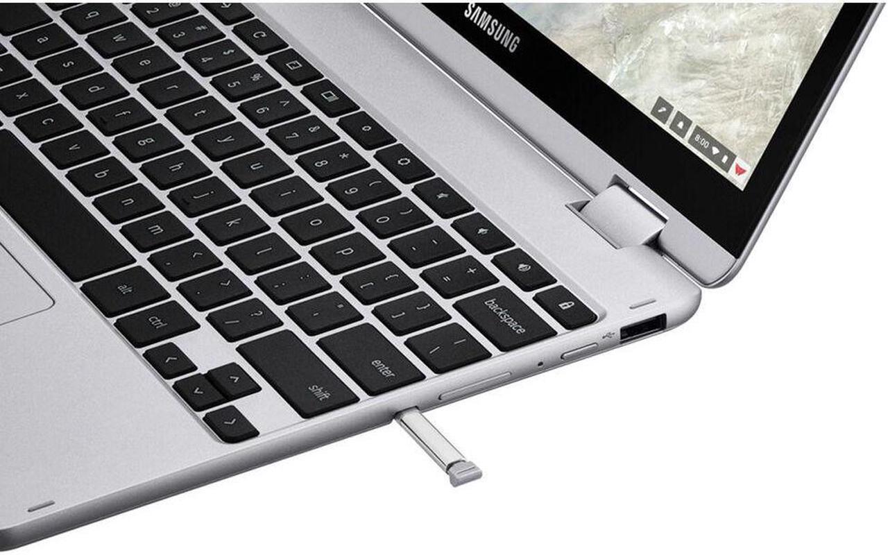 Alt view image 6 of 7 - SAMSUNG Chromebook Plus V2 Light Titan 2-in-1 Laptop (Celeron 3965Y, 4GB RAM, 64GB eMMC SSD, Intel HD 615, 12.2" Touch Full HD (1920x1080), Webcam, Chrome OS) with Dock and Wireless Mouse
