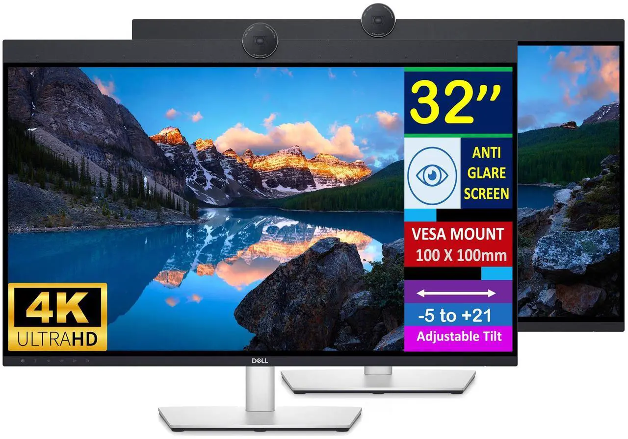 Main image of Dell UltraSharp 32" 4K UHD IPS Video Conferencing Monitor w/5ms Response Time, Built-in Speakers, Anti Glare, VESA Mount (100mm), DisplayPort, HDMI, Black/Silver (U3223QZ - 2025 Latest Model) 2 Pack