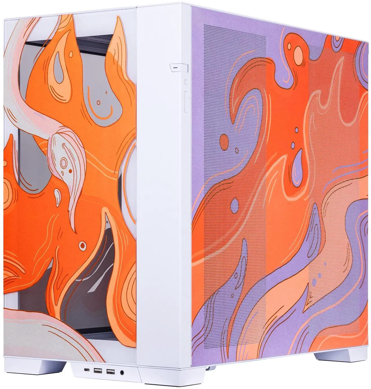Alt view image 4 of 7 - Velztorm Regal Lion Custom Case Art Aluminum Tempered Glass O11 Dynamic EVO Mid-Tower Gaming Computer Case, Supports ATX, Micro-ATX, Mini-ITX & E-ATX Motherboard Sizes, O11DEW White