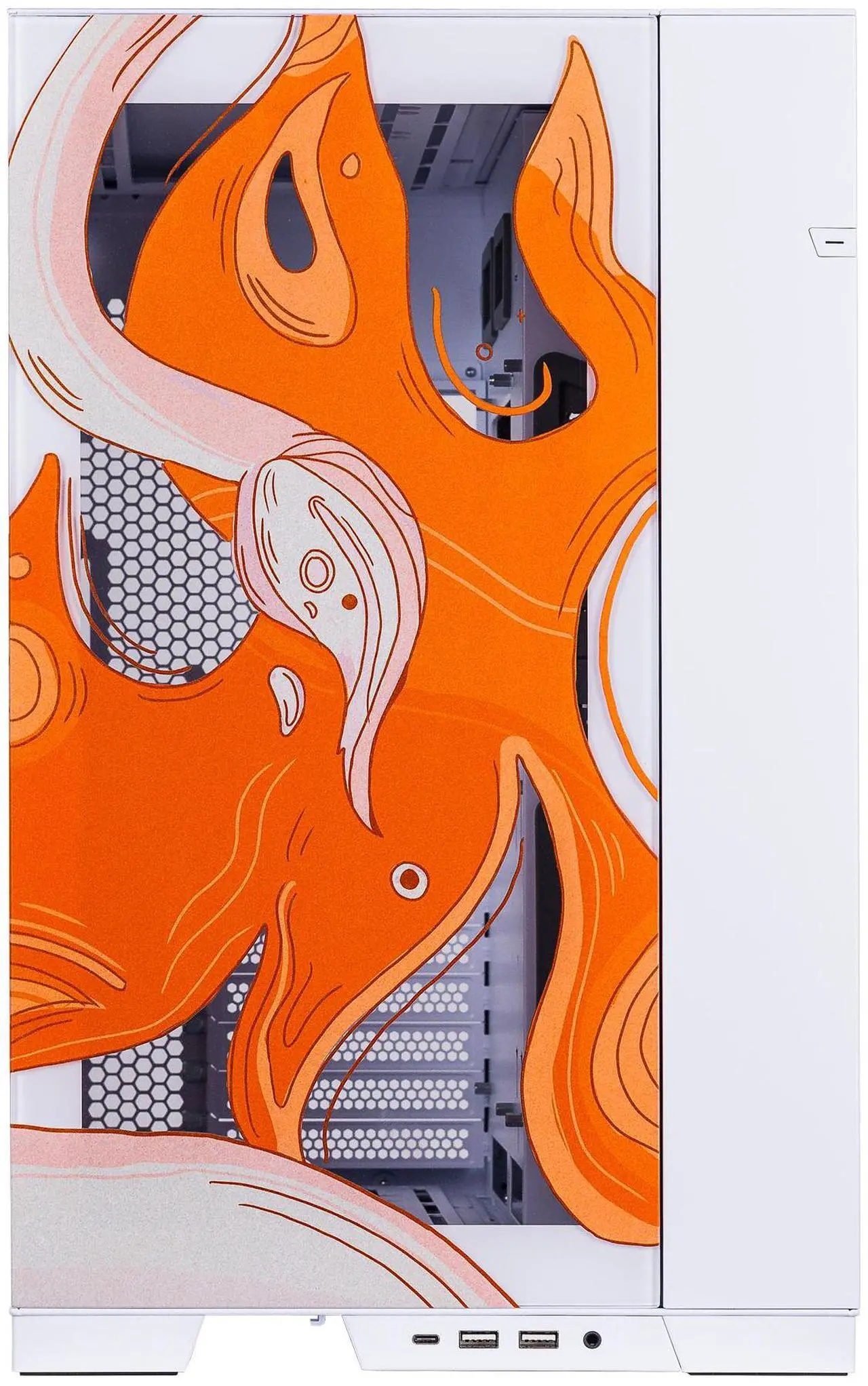 Alt view image 6 of 7 - Velztorm Regal Lion Custom Case Art Aluminum Tempered Glass O11 Dynamic EVO Mid-Tower Gaming Computer Case, Supports ATX, Micro-ATX, Mini-ITX & E-ATX Motherboard Sizes, O11DEW White