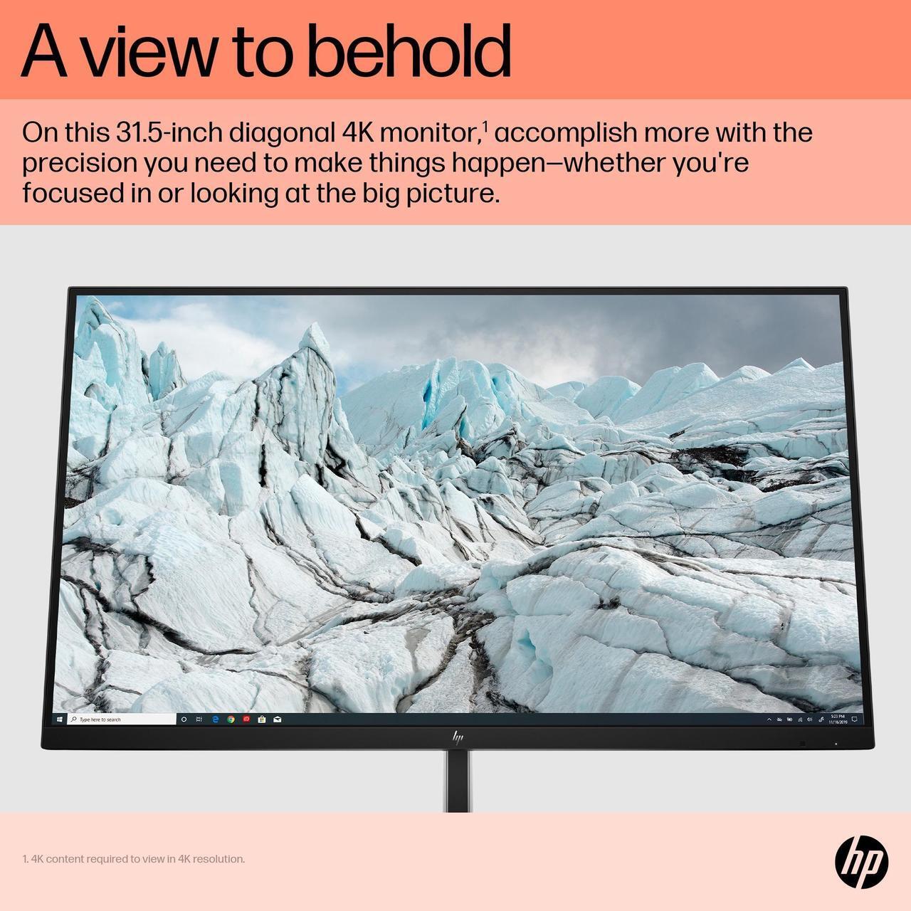 Alt view image 4 of 7 - HP E32k G5 4K USB-C Monitor with 5ms Response Time, Anti Glare, Flicker Free, VESA Mount (100mm), Displayport, HDMI & Dockztorm USB Port Expander, Black/Silver (6N4D6AA#ABA - 2025 Latest Model)