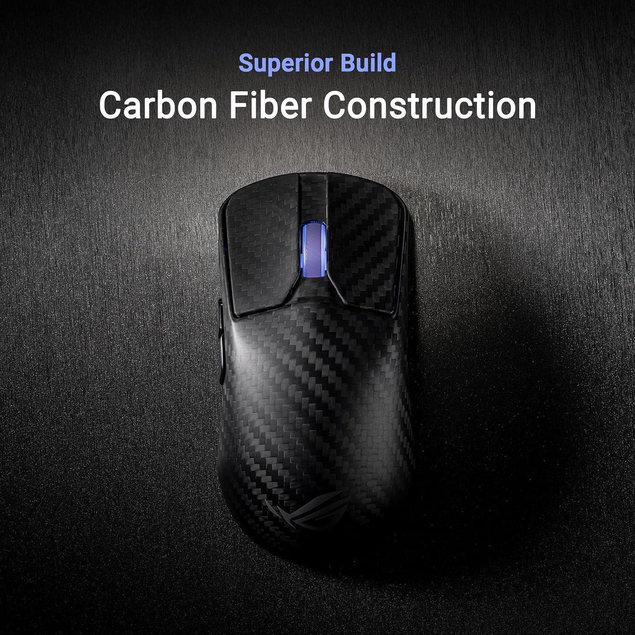 Alt view image 3 of 7 - ASUS ROG Harpe Ace Extreme Wireless Gaming Mouse, Carbon Fiber Build, ROG 100M Optical Micro Switch, Lighting Scroll Wheel, USB Report Rate: 8000 Hz with ROG Polling Rate Booster.