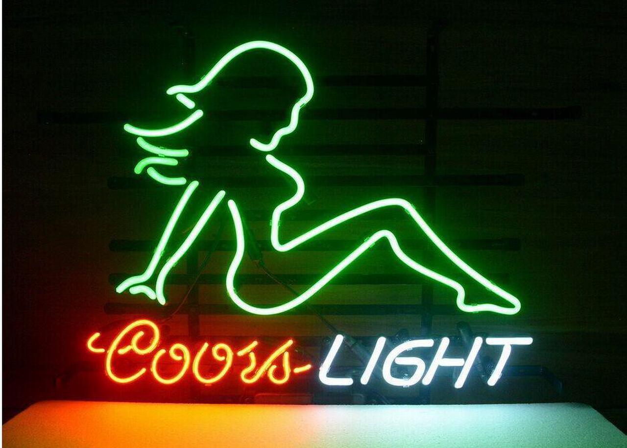 Main image of Fashion Neon Sign Coors Light Mud Flap Girl Pub Display Handcrafted Real Glass Lamp Neon Light Neon Sign Beerbar Sign Neon Beer Sign 19x15