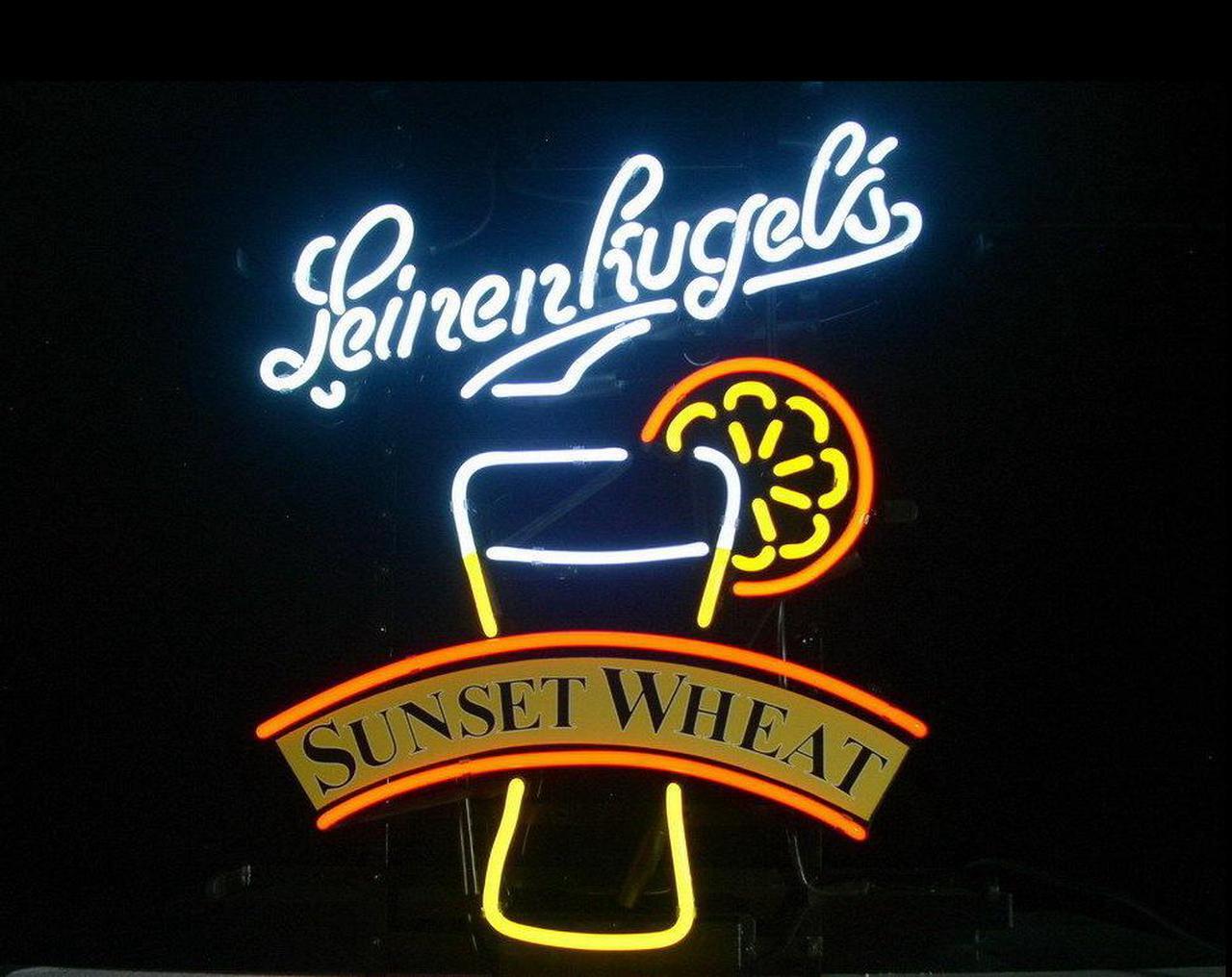 Main image of Fashion Neon Sign LEINENKUGEL SUNSET WHEAT Handcrafted Real Glass Lamp Neon Light Neon Sign Beerbar Sign Neon Beer Sign 24x20