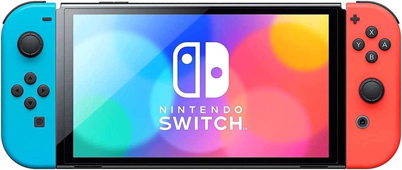 Alt view image 6 of 12 - Nintendo HEGSKABAA Switch - OLED Model with Neon Red & Neon Blue Joy-Con
