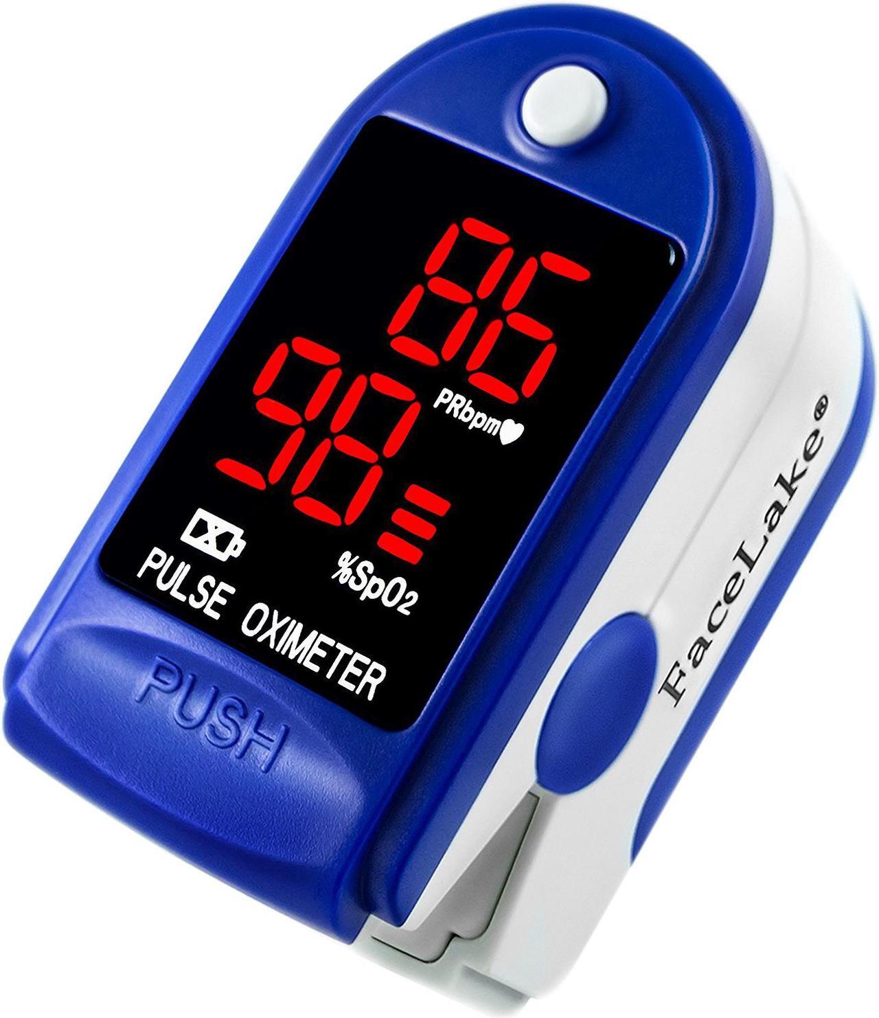 Main image of Facelake FL400 Pulse Oximeter with Neck/wrist Cord, Carrying Case and Batteries, blue