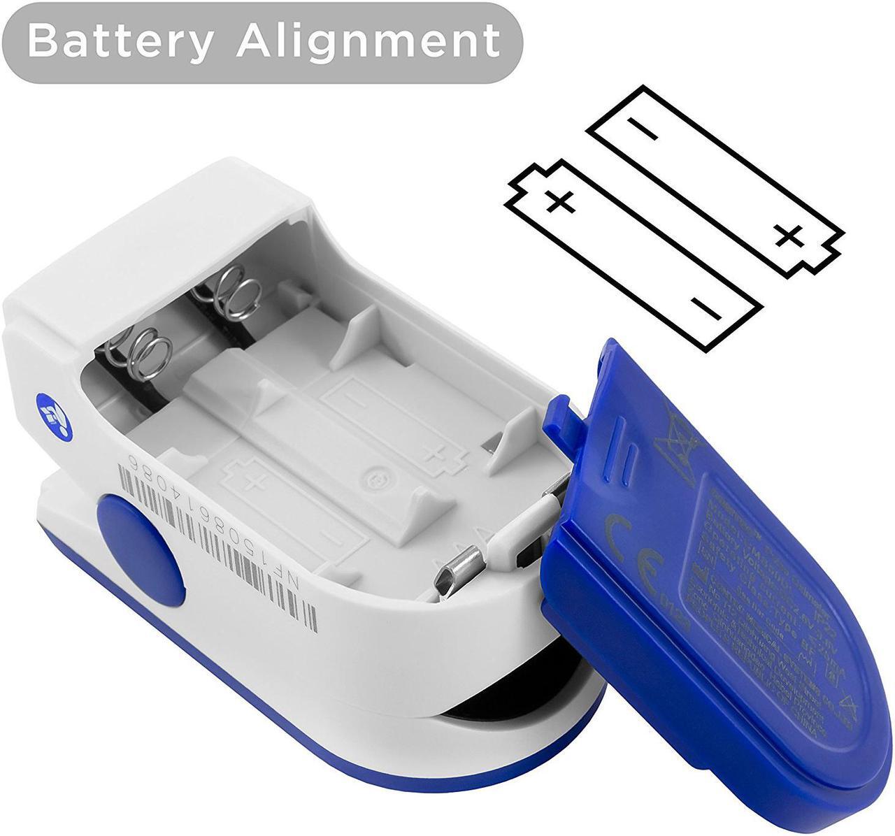 Alt view image 5 of 7 - Facelake FL400 Pulse Oximeter with Neck/wrist Cord, Carrying Case and Batteries, blue
