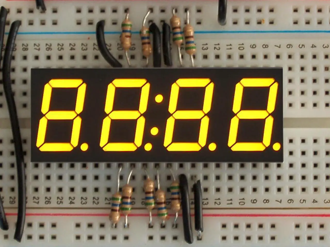 Main image of Adafruit Yellow 7-segment clock display - 0.56" Digit Height