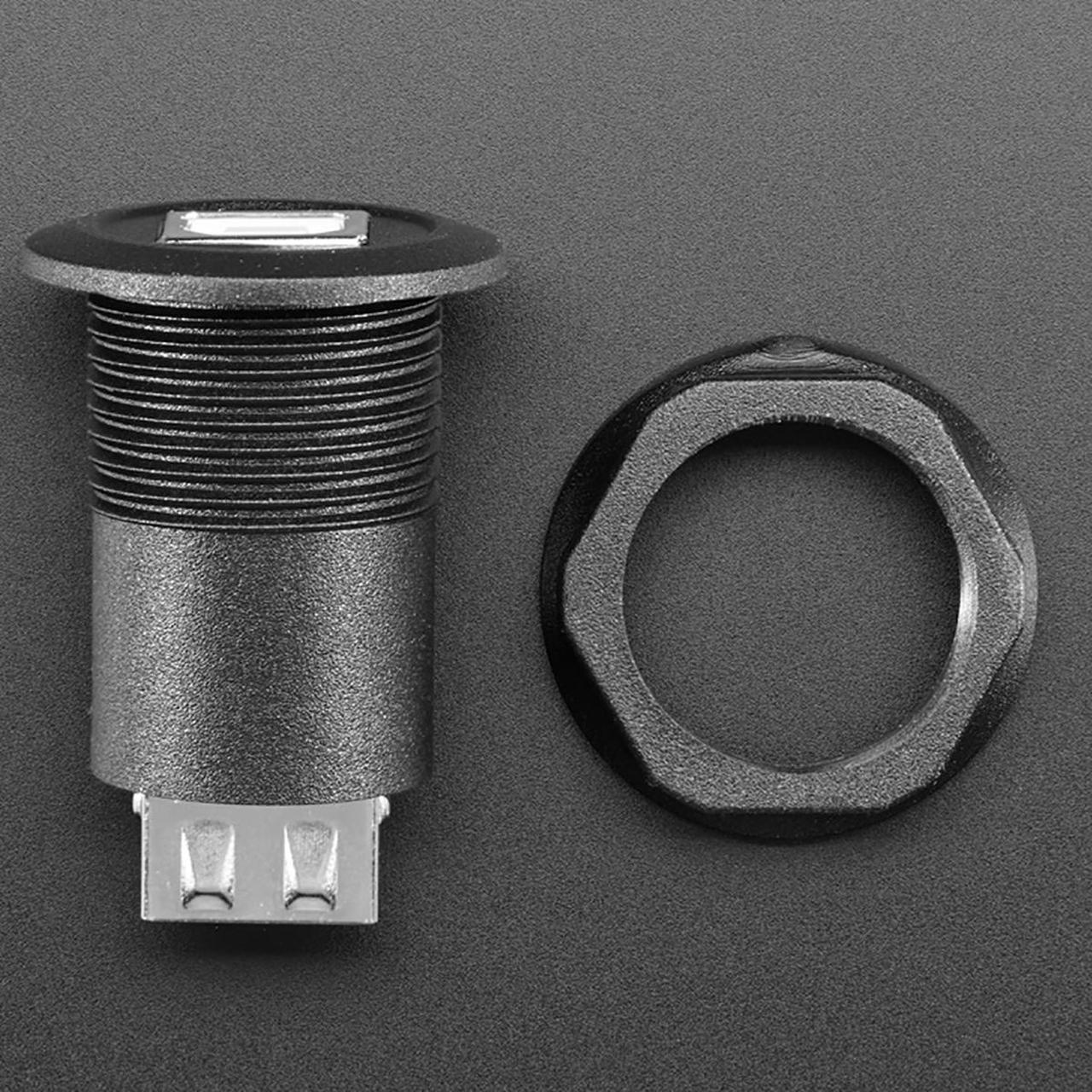 Alt view image 3 of 5 - Adafruit USB B Jack to USB A Jack Round Panel Mount Adapter