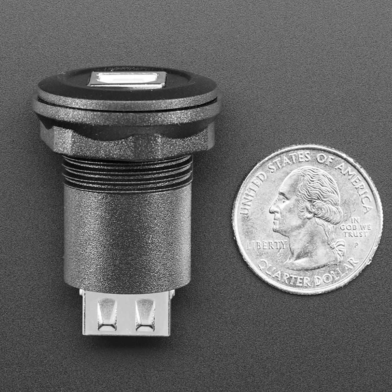 Alt view image 2 of 5 - Adafruit USB B Jack to USB A Jack Round Panel Mount Adapter