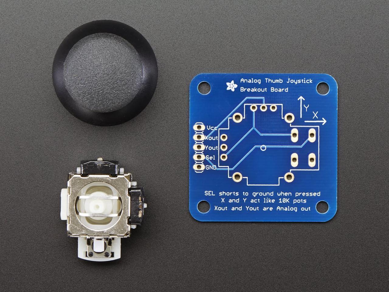 Alt view image 2 of 2 - Adafruit Analog 2-axis Thumb Joystick with Select Button + Breakout Board