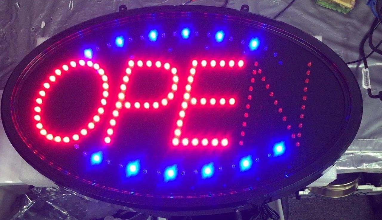 Alt view image 3 of 6 - OneDealOutlet Ultra Bright LED Open Sign 2 Pattern Motion 13"x22" Oval, LED light, Indoor