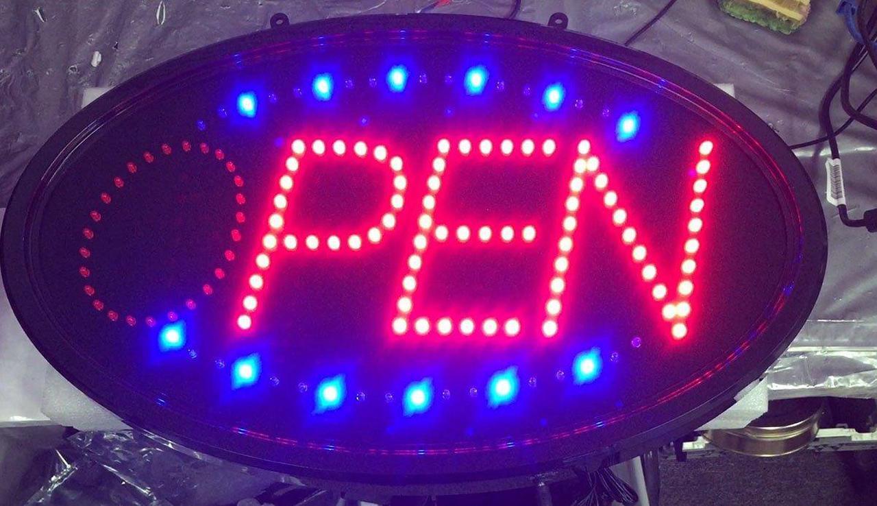 Alt view image 6 of 6 - OneDealOutlet Ultra Bright LED Open Sign 2 Pattern Motion 13"x22" Oval, LED light, Indoor