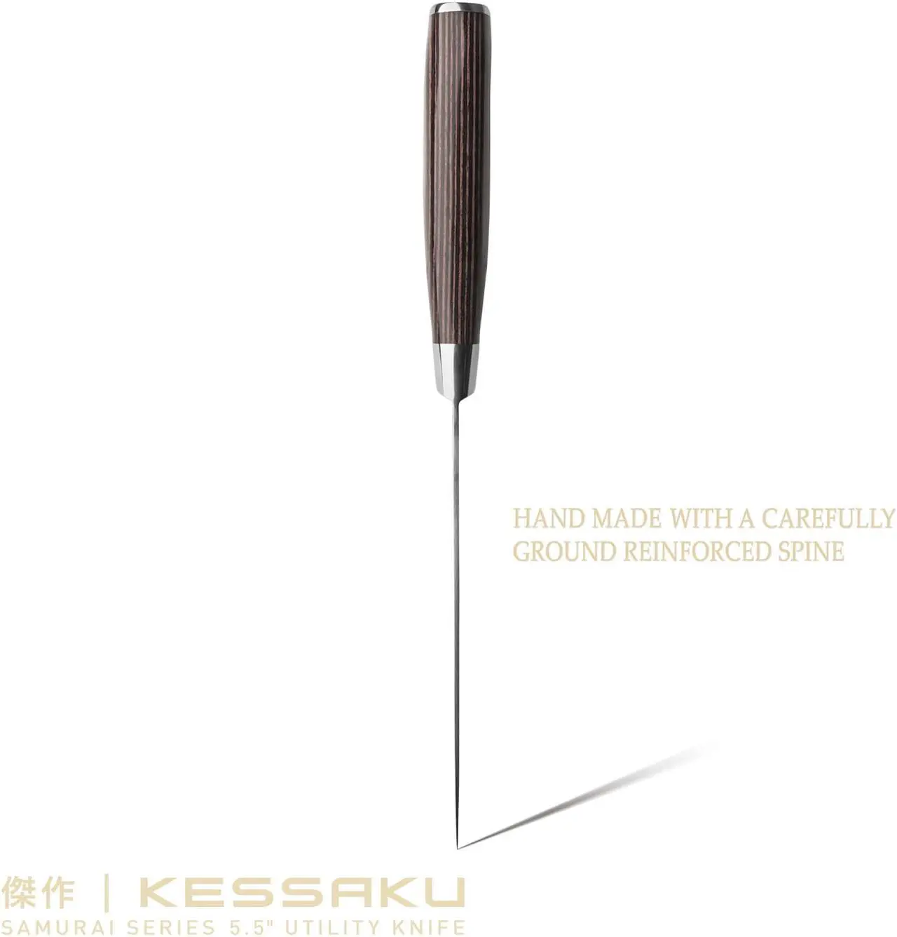 Alt view image 7 of 7 - Kessaku 5.5-Inch Utility Knife - Samurai Series - Forged High Carbon 7Cr17MoV Stainless Steel - Pakkawood Handle with Blade Guard