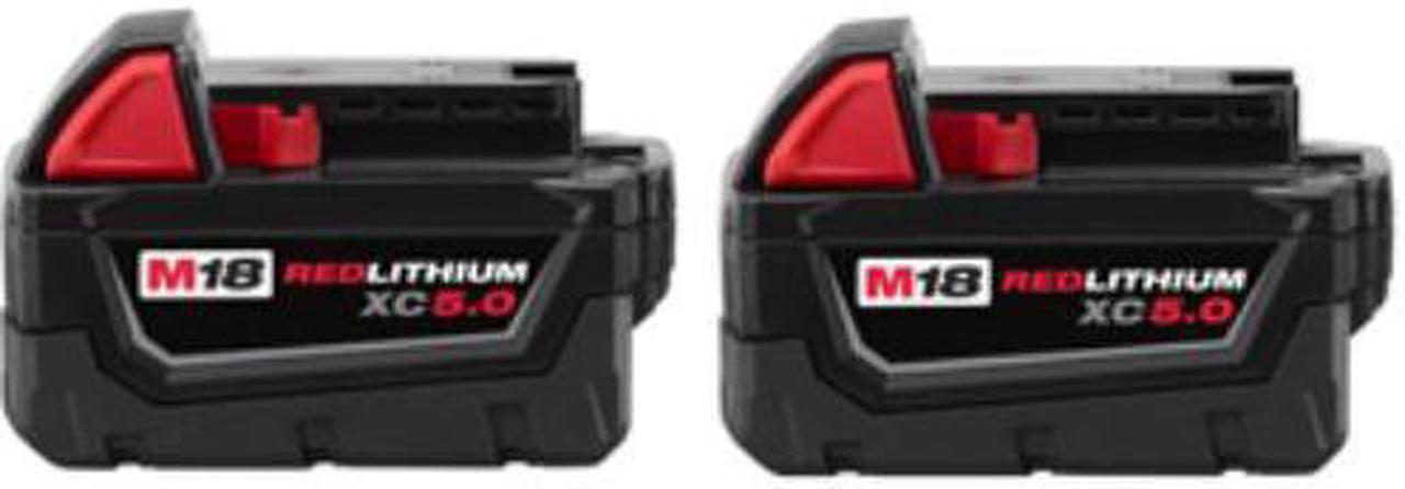Alt view image 2 of 6 - Milwaukee M18 Redlithium XC5.0 Ah Lithium-Ion Extended Capacity Battery (2-Pack)  48-11-1852